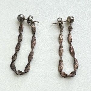 Sterling silver Chain Rope Hoop stud earrings